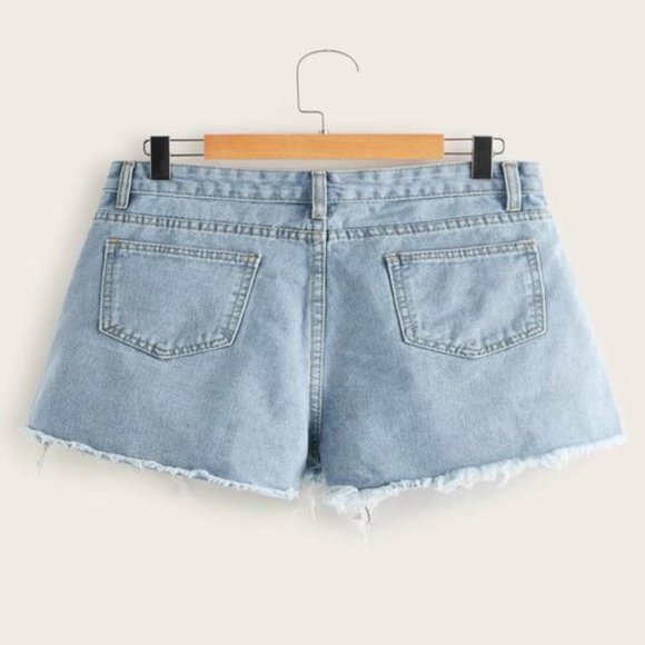 see new listing Denim Shorts  Distressed Raw HEM - Picture 2 of 4